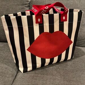 Lulu Guinness Multi Lulu Lip Striped Tote Bag